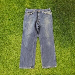 Vintage 70s LEE Whiskered Jeans 35x28 Dark-Wash Talon-Zip